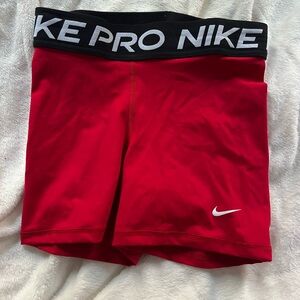 Nike Red Compression Training Shorts with Black NIKE PRO Waistband